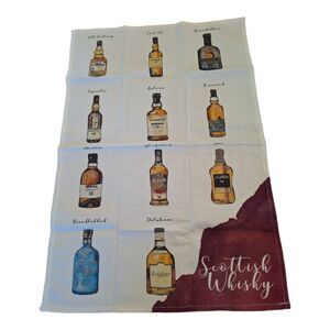 Scottish Whisky Tea Towel Heavy Thick Cotton Artisan Shetland Isles Sarah Leask